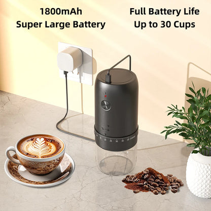 Portable Electric Coffee Bean Grinder – 40 Gears Adjustable, Rechargeable & Powerful
