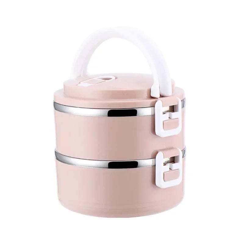 Multi-layer Thermal Lunch Box Stackable Round Metal Stainless Steel container
