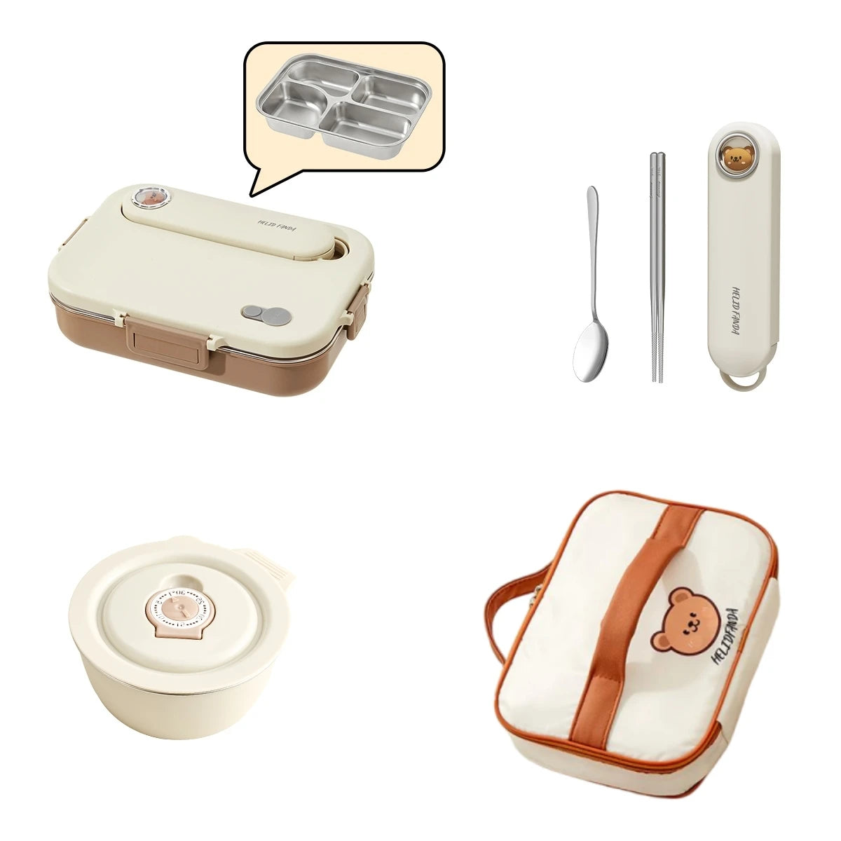 FREE SHIPPING! HOT DEAL the ultimate combo! Complete Set lunch box Includes cutlery, soup container  and insulated lunch bag.