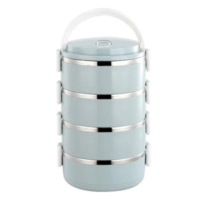 Multi-layer Thermal Lunch Box Stackable Round Metal Stainless Steel container