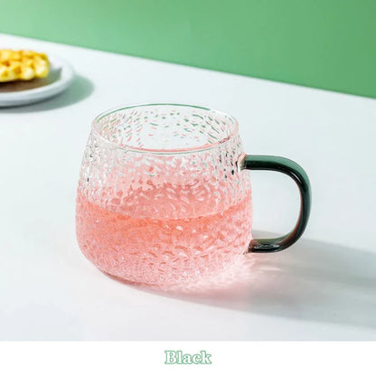 400ml Hammer Pattern Air Bubble Glass Cup – Color Handle