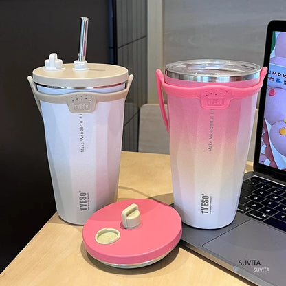 600ML Thermos Stainless Steel Vacuum Insulated Travel Mug | Gradient Color Thermal Cup