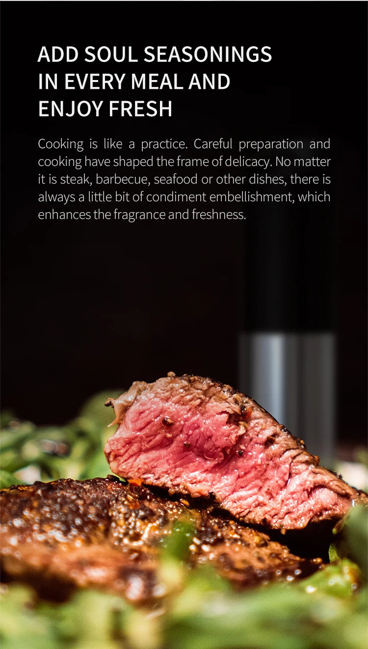 Electric Salt & Pepper Grinder – Gravity Automatic Spice Mill with LED Light