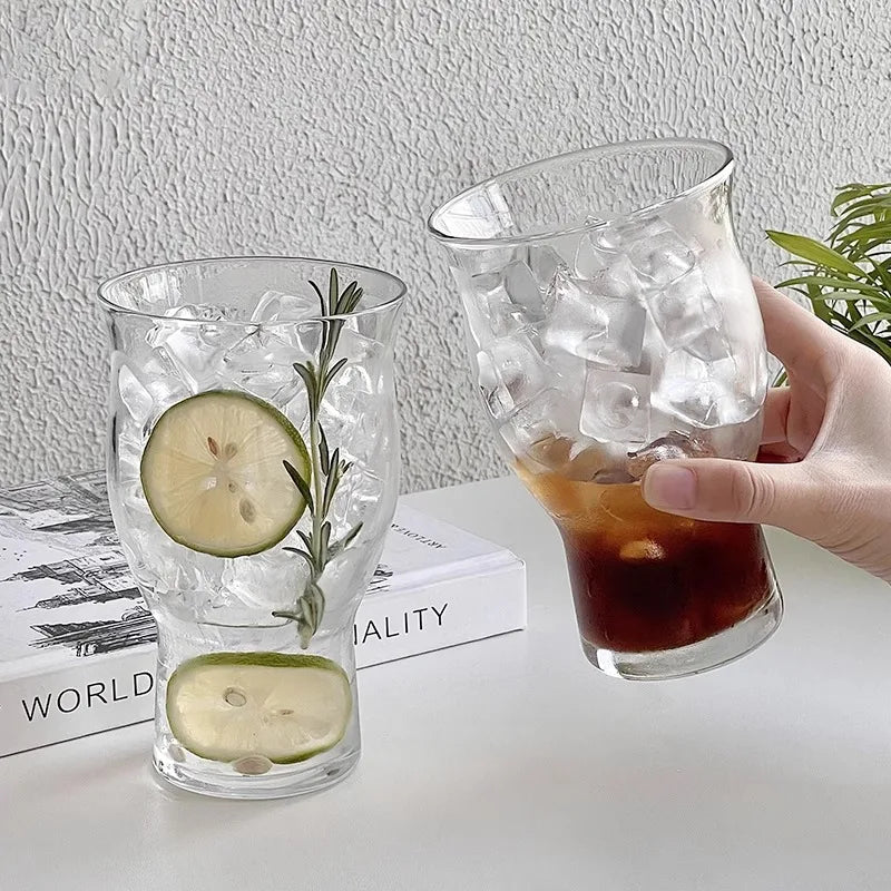 400ml Trendy Wide-Mouth Glass Cup with Straw – Multipurpose Drinkware