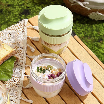 Portable Breakfast Cup with Spoon — Oatmeal, Cereal, Yogurt- On-the-Go Food Container