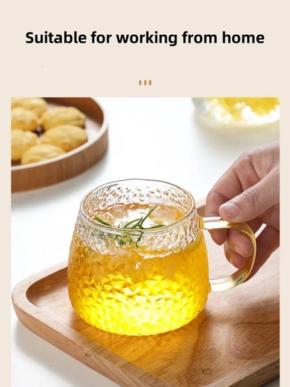 350ml / 400ml Hammer Pattern Coffee & Tea Cup – Heat Resistant Glass Mug