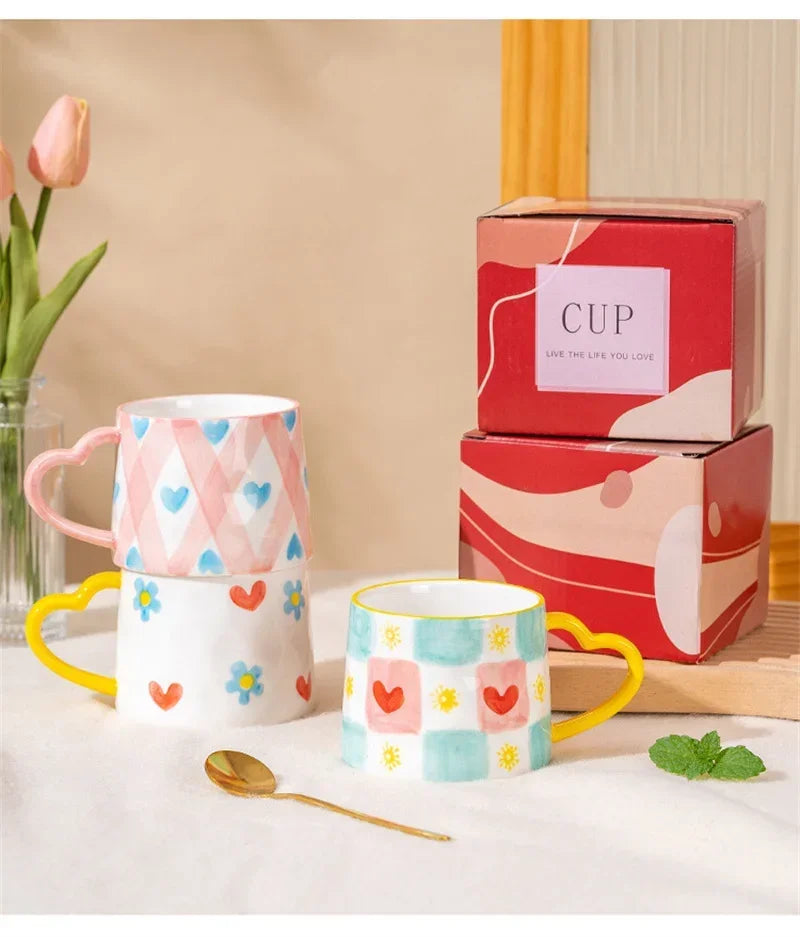 Cute Heart Shaped Ceramic Mug – 400ml