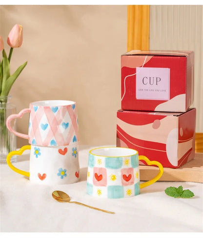 Cute Heart Shaped Ceramic Mug – 400ml