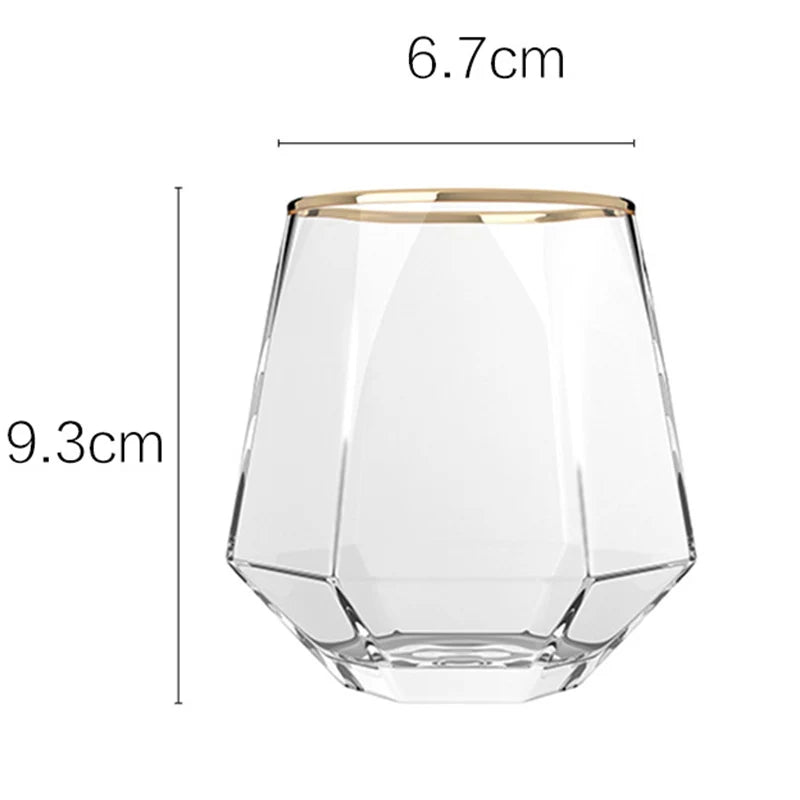 4pcs Hexagonal Glass Set with Gold Rim – Luxury Drinkware