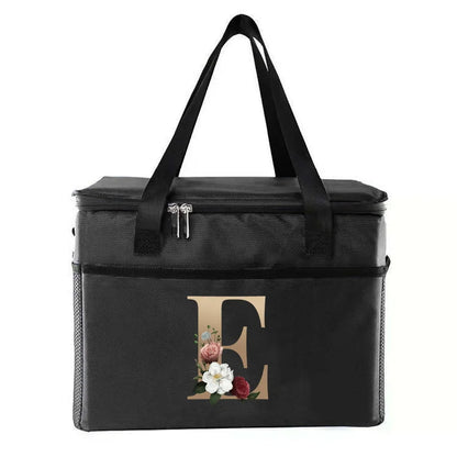 personalized gold letter printing picnic Bag Portable Lunch Bags Insulated Cooler Bag