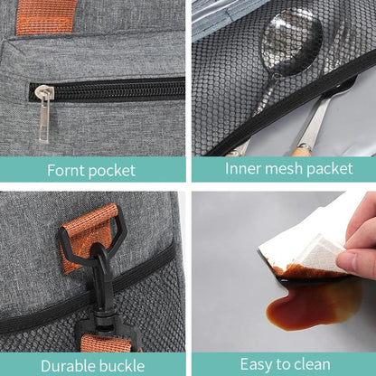 Double Layers Large Capacity Lunch Bag Thermal Insulation Picnic Bag With Shoulder Strap