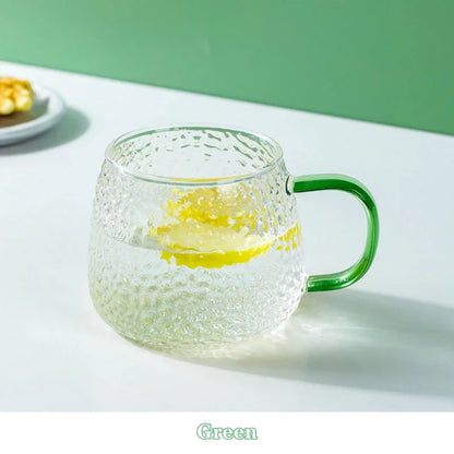 400ml Hammer Pattern Air Bubble Glass Cup – Color Handle