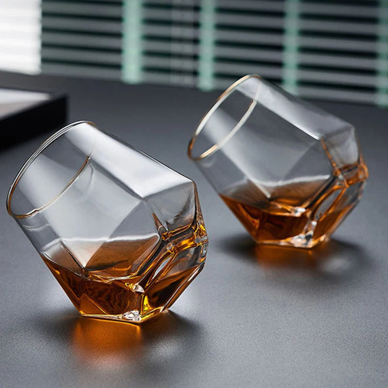 4pcs Hexagonal Glass Set with Gold Rim – Luxury Drinkware