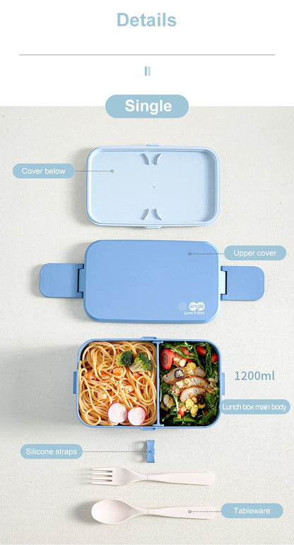 Eco-friendly Bamboo Fiber Lunch Box 3in1 Double Layer