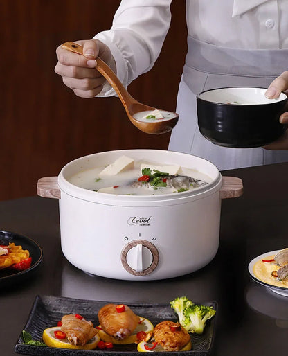 1.5L Multifunction Mini Electric Cooking Hot Pot with Food Steamer