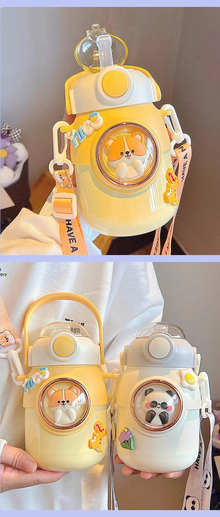 Thermos bottle-Thermal Insulated Bottle with build-n straw and strap