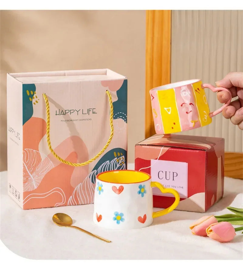 Cute Heart Shaped Ceramic Mug – 400ml