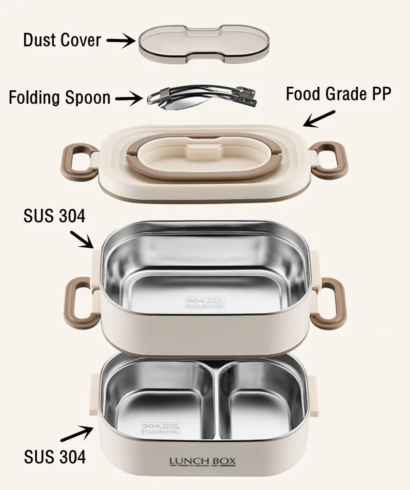 1500ml Double Layers Lunch Box With Insulation Bag Leak-Proof Bento Box