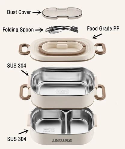 1500ml Double Layers Lunch Box With Insulation Bag Leak-Proof Bento Box