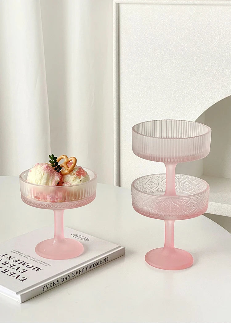 Premium Pink Frosted Highball Glass – Elegant Cocktail & Champagne Glass