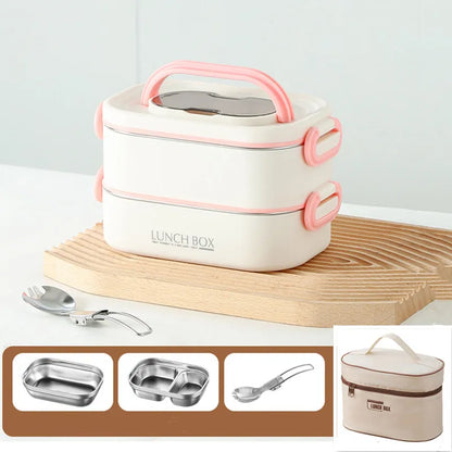 1500ml Double Layers Lunch Box With Insulation Bag Leak-Proof Bento Box