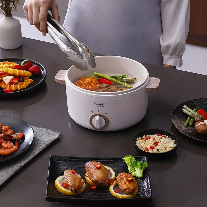 1.5L Multifunction Mini Electric Cooking Hot Pot with Food Steamer