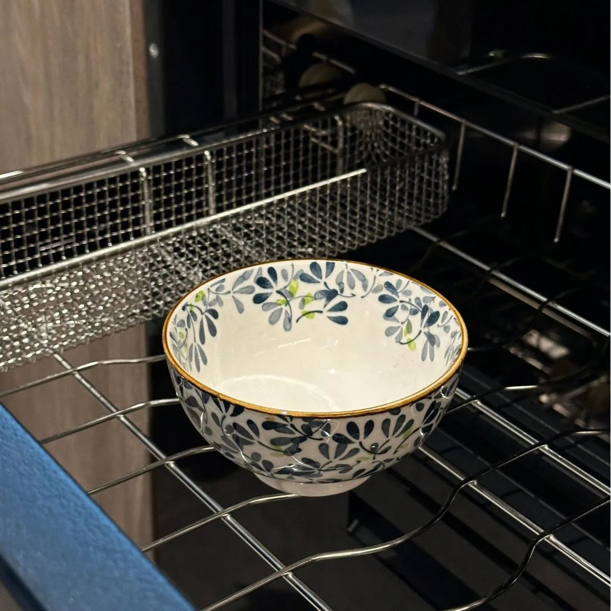 Beautiful vintage floral Hand-Painted Ceramic Bowl with gold rim