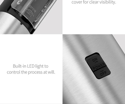 Electric Salt & Pepper Grinder – Gravity Automatic Spice Mill with LED Light