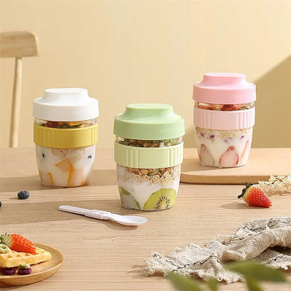 Portable Breakfast Cup with Spoon — Oatmeal, Cereal, Yogurt- On-the-Go Food Container
