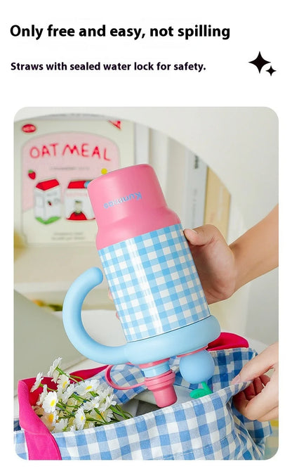 2025 New Extra large 800ML Insulated Thermos Travel Coffee Cup with Built-in Tea Container & Straw