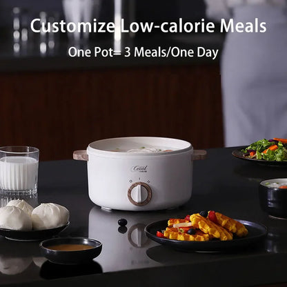 1.5L Multifunction Mini Electric Cooking Hot Pot with Food Steamer