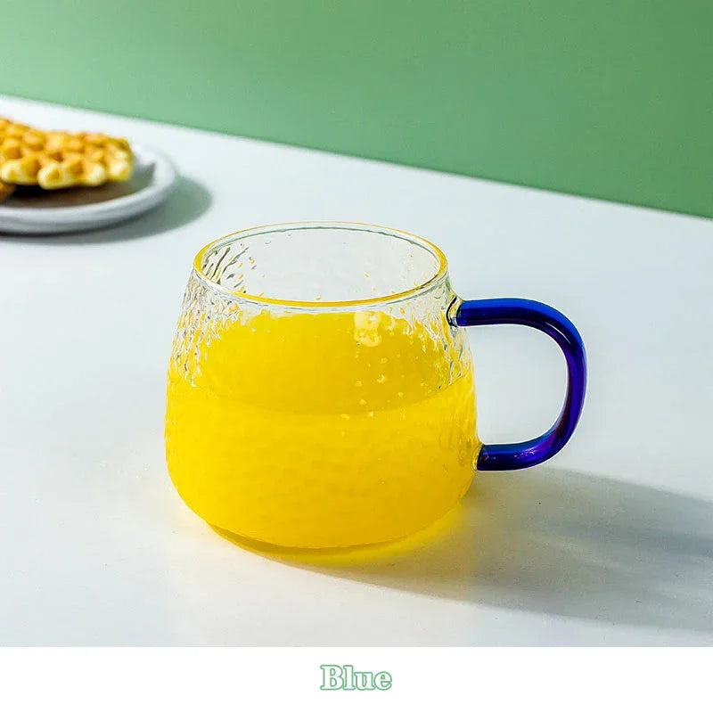 400ml Hammer Pattern Air Bubble Glass Cup – Color Handle