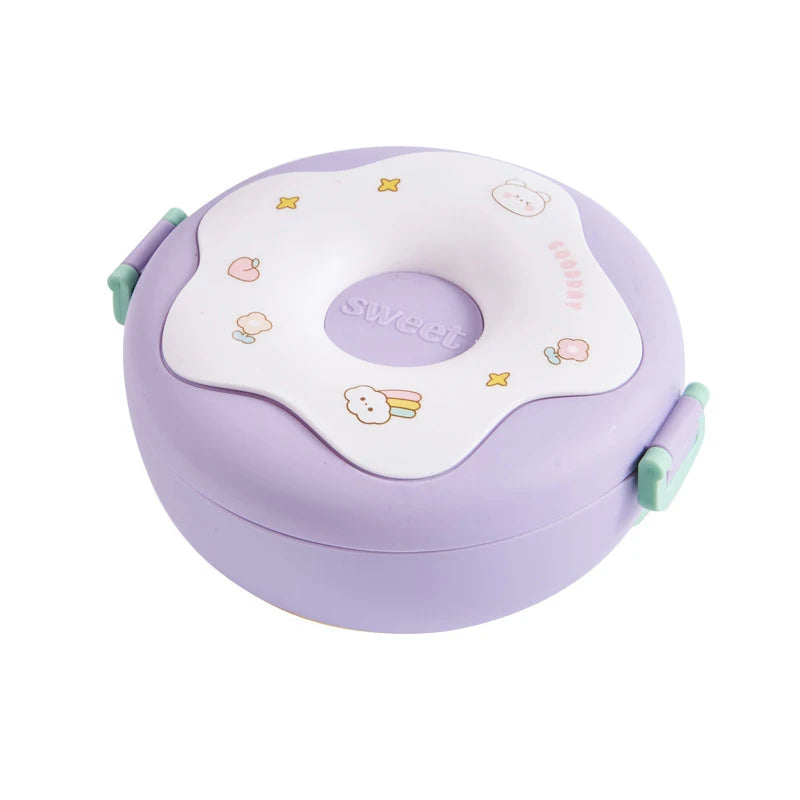 Cute Donut Shape Lunch Box – 3 Compartments