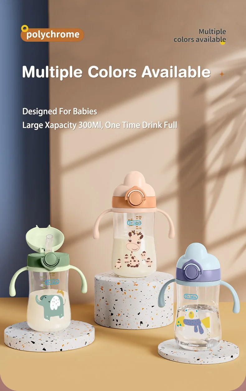 Portable Baby Water Bottle 300ml – Baby Feeding Cup with Straw