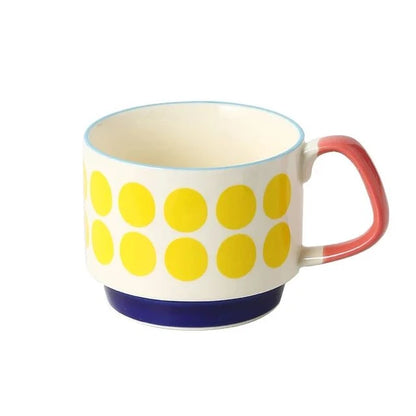 300ml Floral Geometric Retro Style Ceramic Coffee Mug