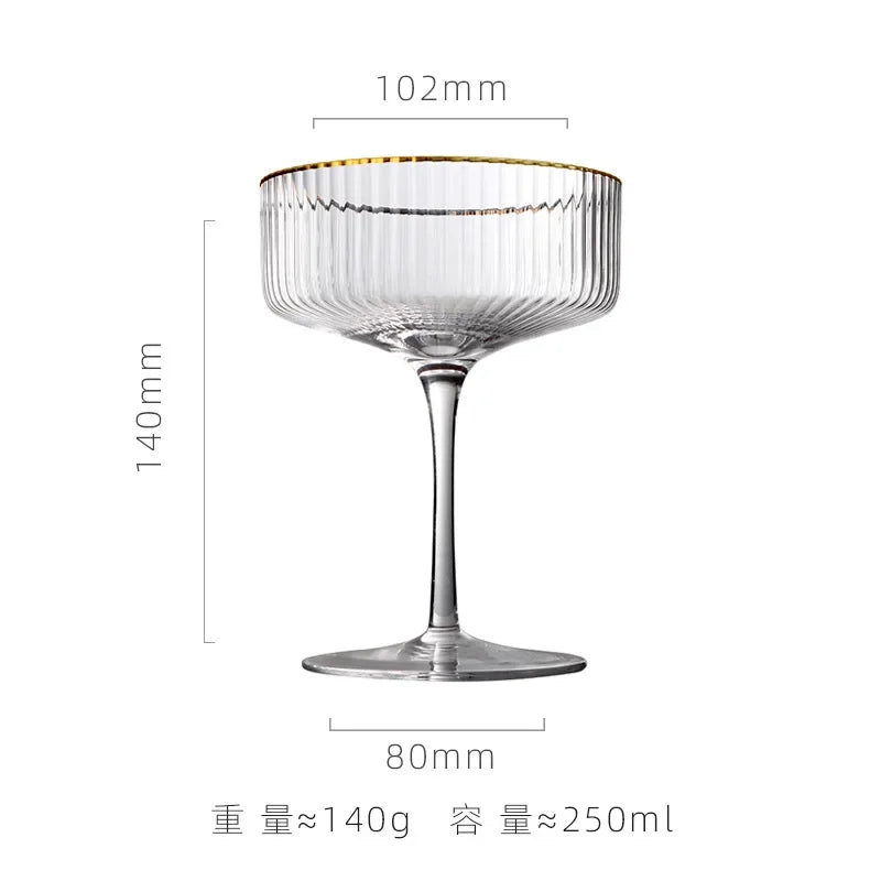 Elegant Cocktail Martini Glass with Gold Rim – Drinkware or Dessert Cup