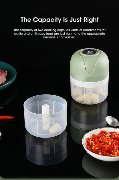 250ml Garlic Masher Crusher Electric Kitchen Food Chopper USB Portable