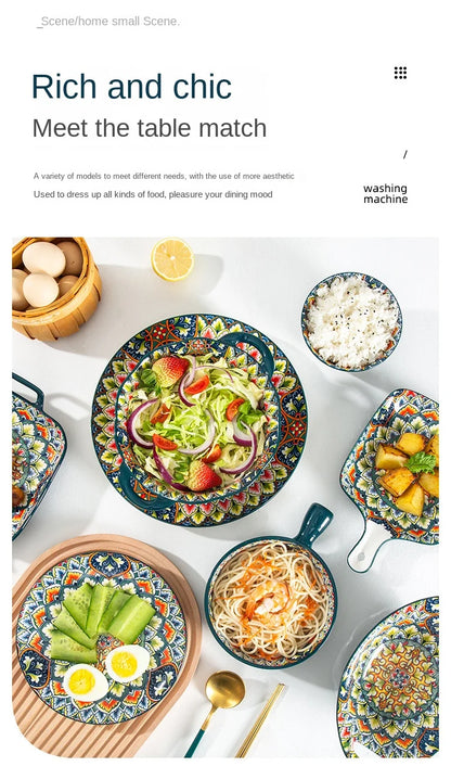 Bohemian Retro pattern Ceramic Dinnerware – Plates & Bowls
