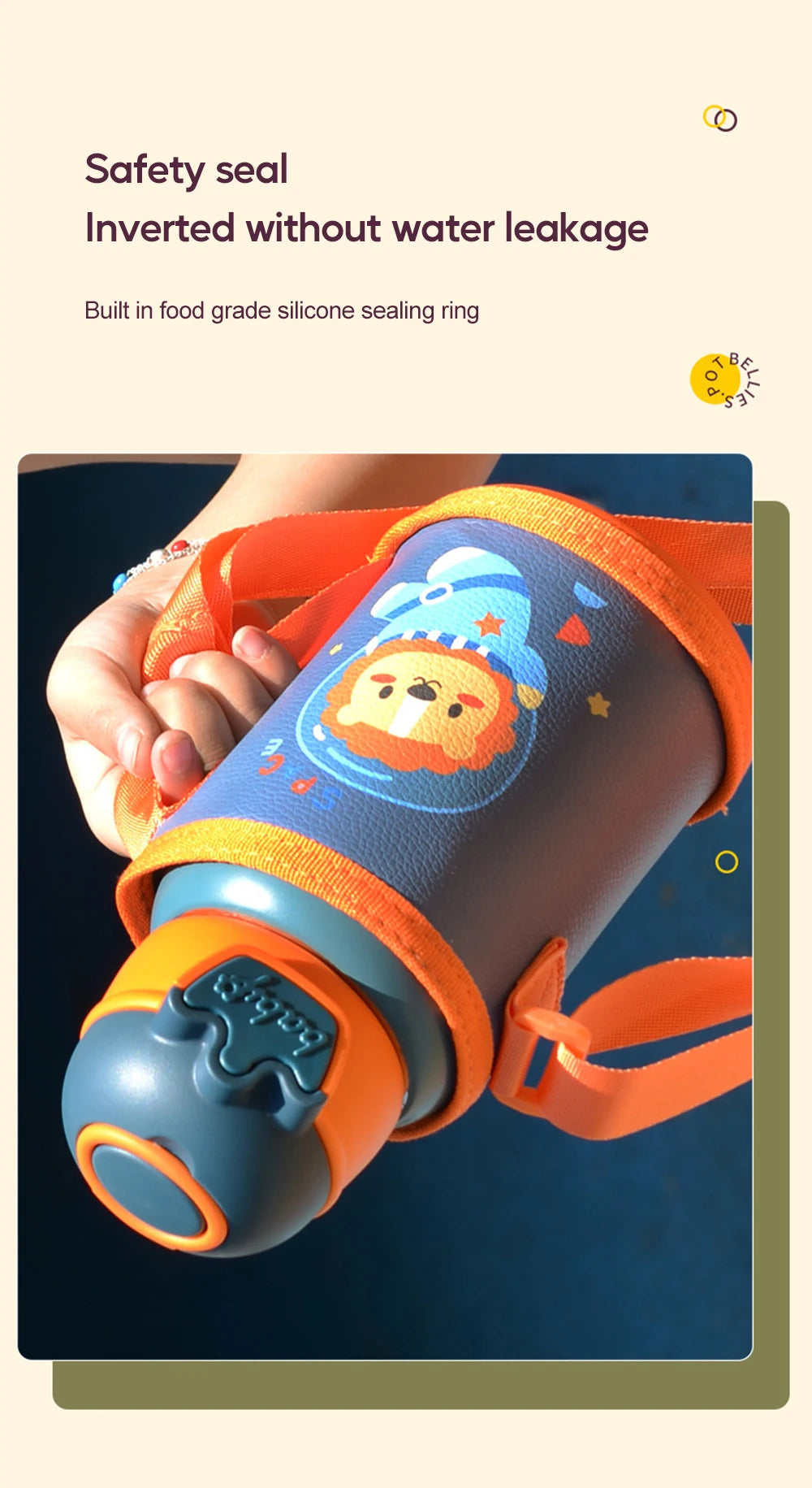 500ML Kids Thermos Bottle with Strap & Carry Bag