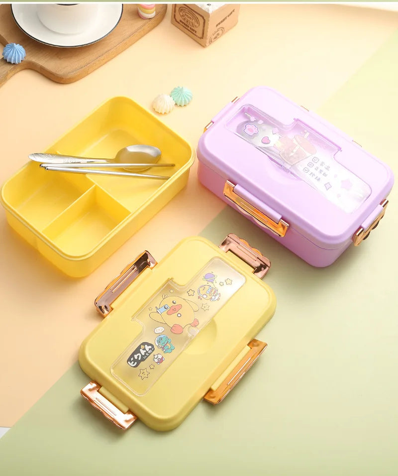 Cute Kids Lunch Box with multiple Compartments and cutlery set