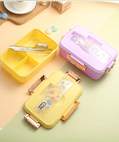Cute Kids Lunch Box with multiple Compartments and cutlery set