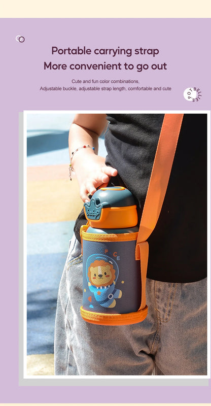 500ML Kids Thermos Bottle with Strap & Carry Bag