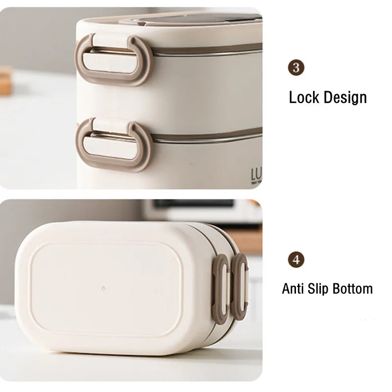 1500ml Double Layers Lunch Box With Insulation Bag Leak-Proof Bento Box