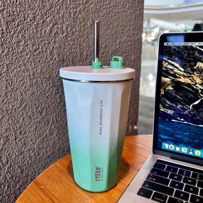 600ML Thermos Stainless Steel Vacuum Insulated Travel Mug | Gradient Color Thermal Cup