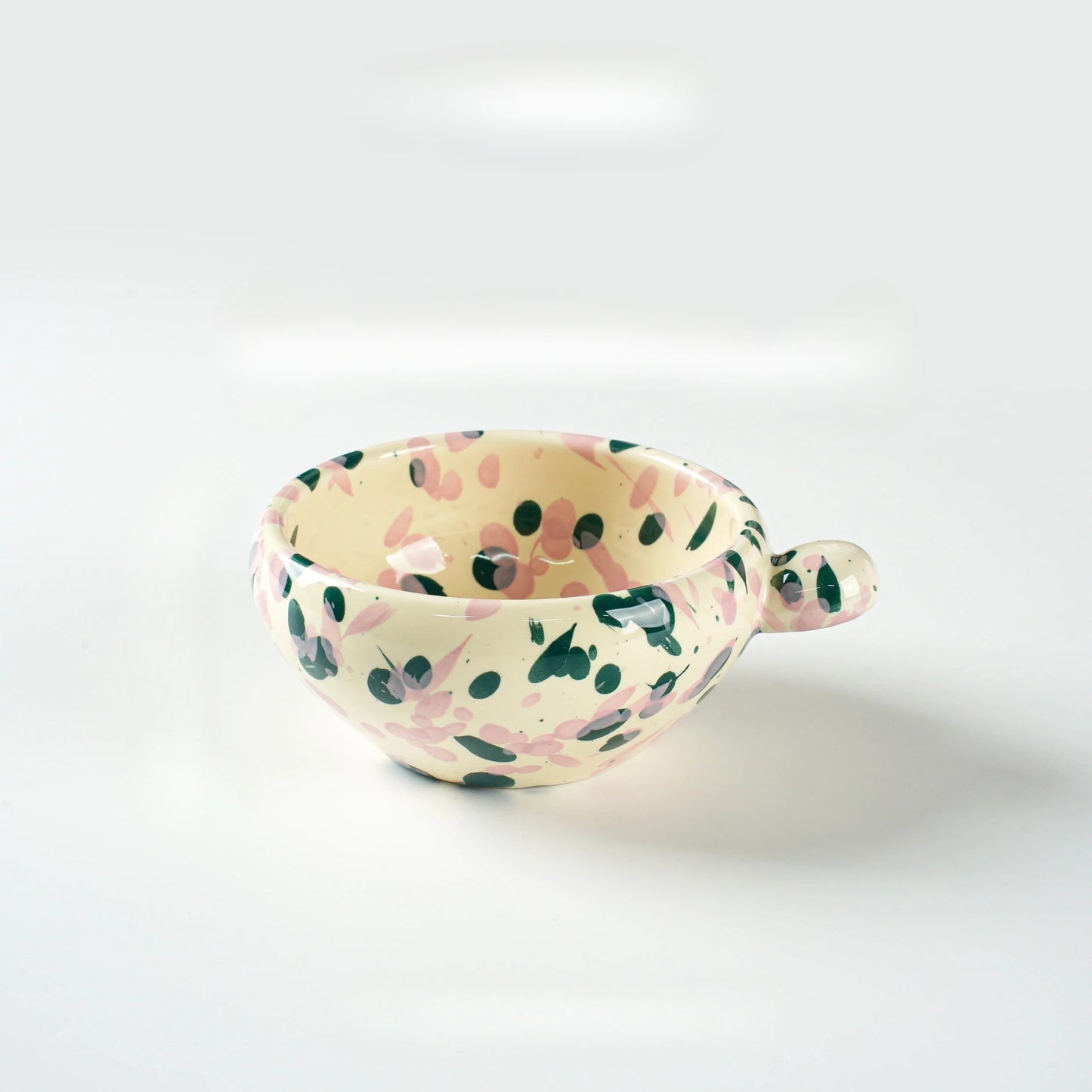Unique Colorful Ink-Splashed Ceramic Bowl- cup with Handle