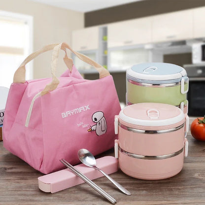 Multi-layer Thermal Lunch Box Stackable Round Metal Stainless Steel container