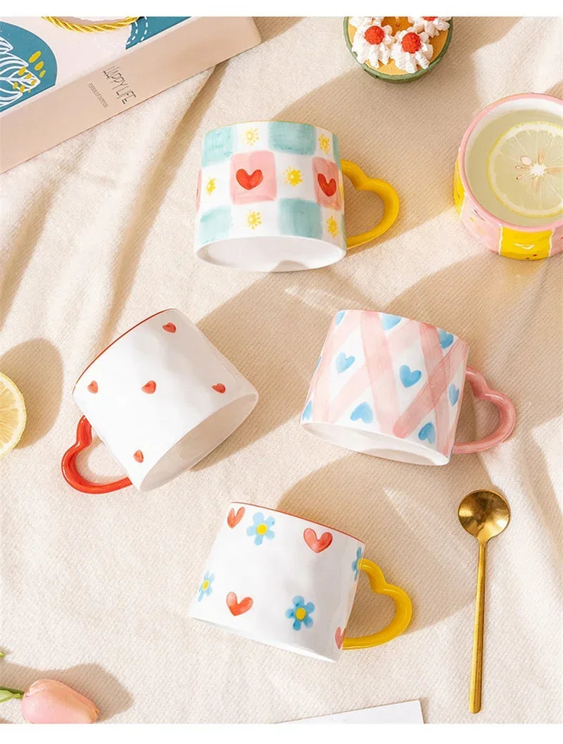 Cute Heart Shaped Ceramic Mug – 400ml