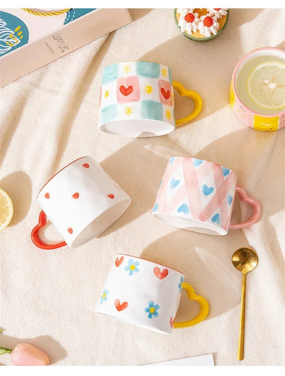 Cute Heart Shaped Ceramic Mug – 400ml