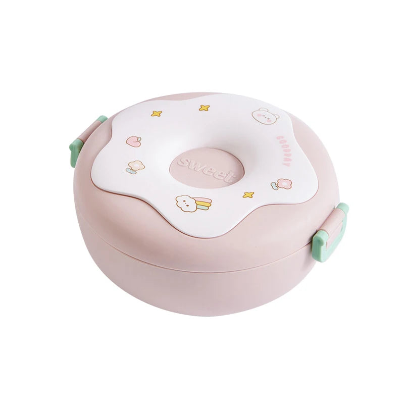 Cute Donut Shape Lunch Box – 3 Compartments