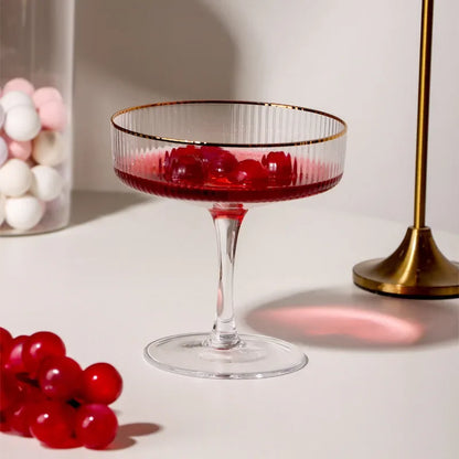 Elegant Cocktail Martini Glass with Gold Rim – Drinkware or Dessert Cup